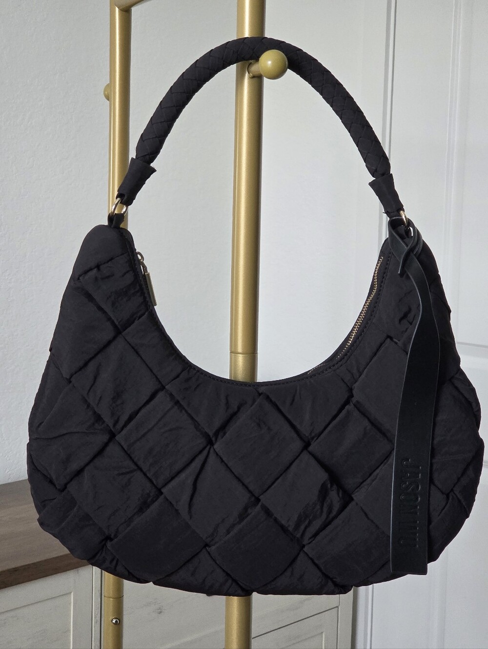 Jason Wu Black Woven Quilted Shoulder Bag, Puffer Shoulder Bag